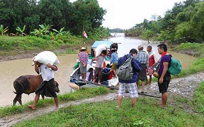 Distribution of much needed rice.